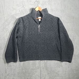H&M oversized gray knit sweater with 1/2 zip detail